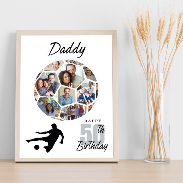 Photo Collage 50th Birthday Gift For Daddy 14-Photo Football Print Or Canvas