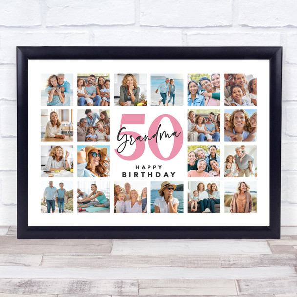 Photo Collage 50th Birthday Custom Gift For Grandma 20-Photo Print Or Canvas