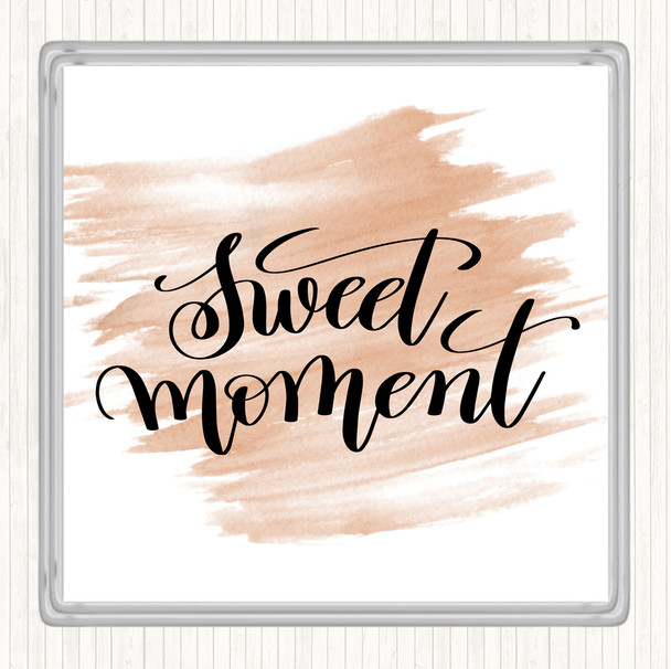 Watercolour Sweet Moment Quote Coaster