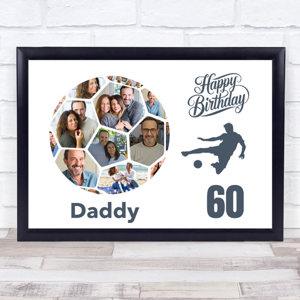 Photo Collage 60th Birthday Gift For Daddy 14-Photo Football Print Or Canvas