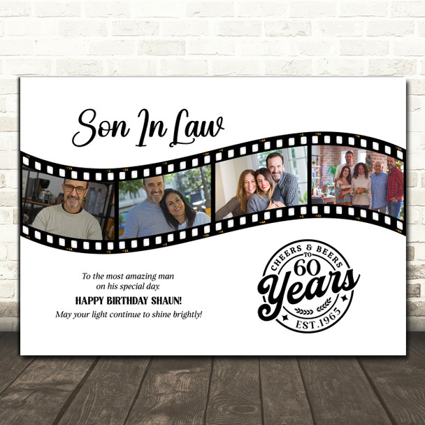 Photo Collage 60th Birthday Gift For Son-In-Law 4-Photo Film Print Or Canvas