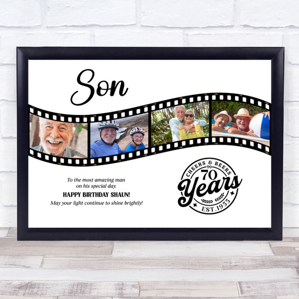 Photo Collage 70th Birthday Gift For Son 4-Photo Camera Film Print Or Canvas