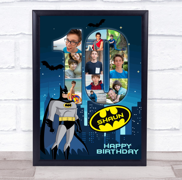 Photo Collage 10-Photo 10th Birthday Custom Gift Boys Batman Print Or Canvas