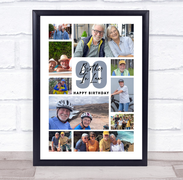 Photo Collage 90th Birthday Gift For Brother-In-Law 10-Photo Print Or Canvas