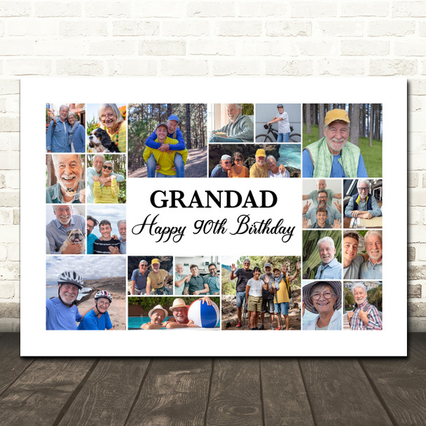 Photo Collage 90th Birthday Custom Gift For Grandad 22-Photo Print Or Canvas