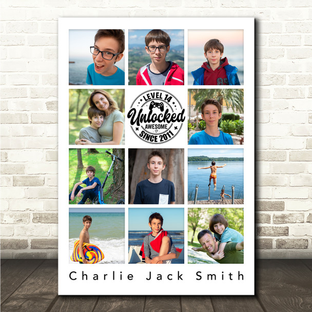 Photo Collage 11-Photo 14th Birthday Gift For Teenagers Boys Print Or Canvas