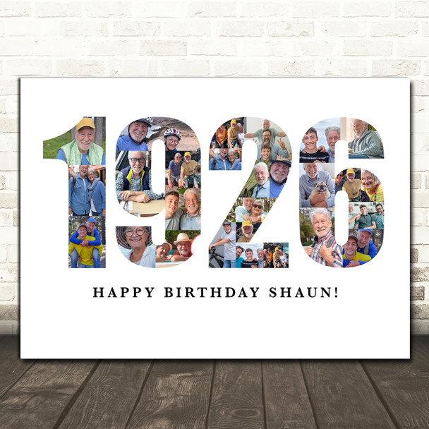 Photo Collage White 22-Photo Birthday Gift For Him Year 1926 Print Or Canvas