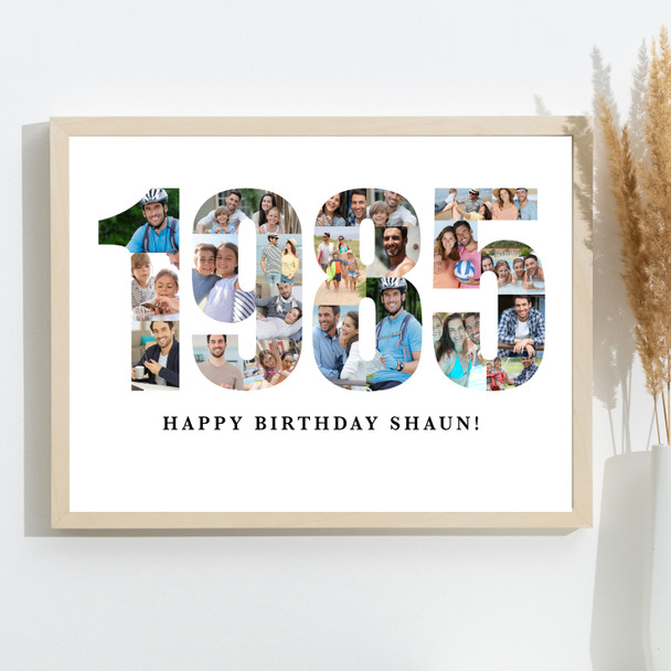 Photo Collage White 22-Photo Birthday Gift For Him Year 1985 Print Or Canvas