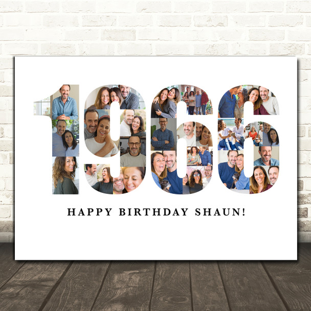 Photo Collage White 24-Photo Birthday Gift For Him Year 1966 Print Or Canvas