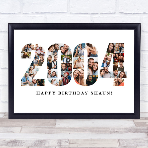 Photo Collage White 35-Photo Birthday Gift For Him Year 2004 Print Or Canvas