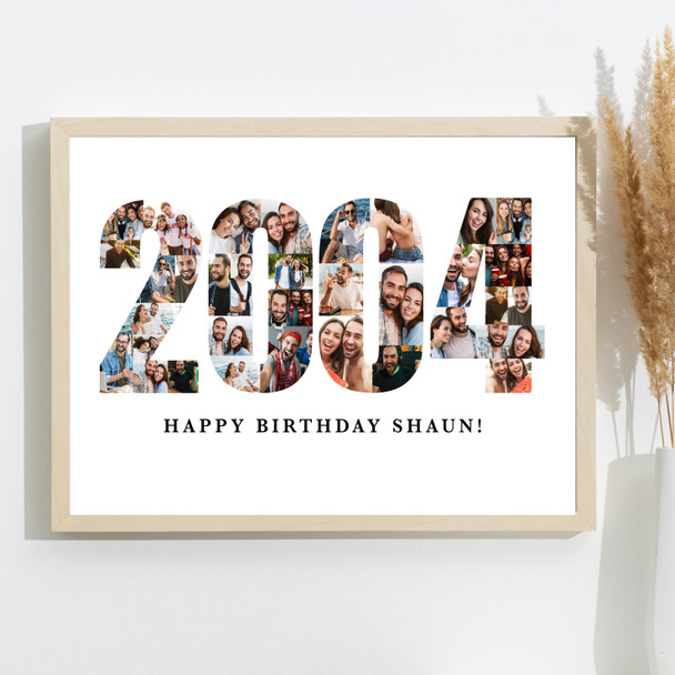 Photo Collage White 35-Photo Birthday Gift For Him Year 2004 Print Or Canvas