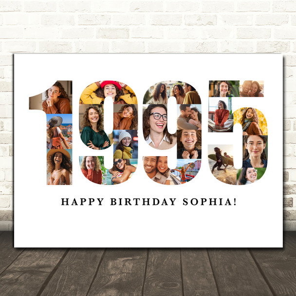 Photo Collage White Birthday Gift For Her 22-Photo Year 1995 Print Or Canvas