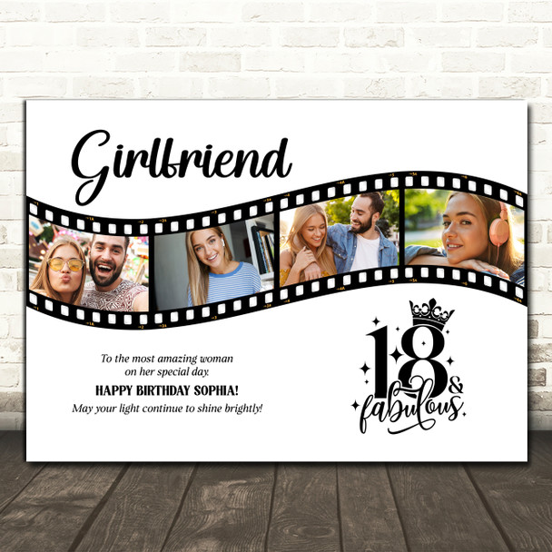 Photo Collage 18th Birthday Gift For Girlfriend 4-Photo Film Print Or Canvas