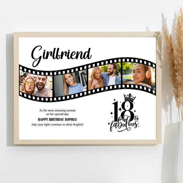 Photo Collage 18th Birthday Gift For Girlfriend 4-Photo Film Print Or Canvas