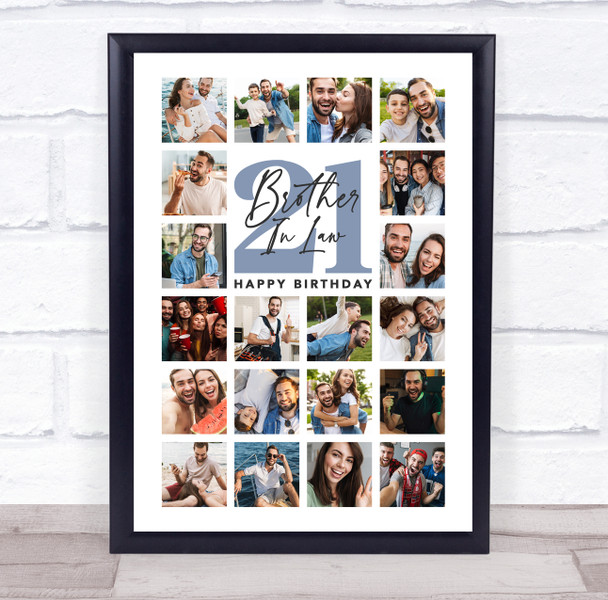 Photo Collage 21st Birthday Gift For Brother-In-Law 20-Photo Print Or Canvas