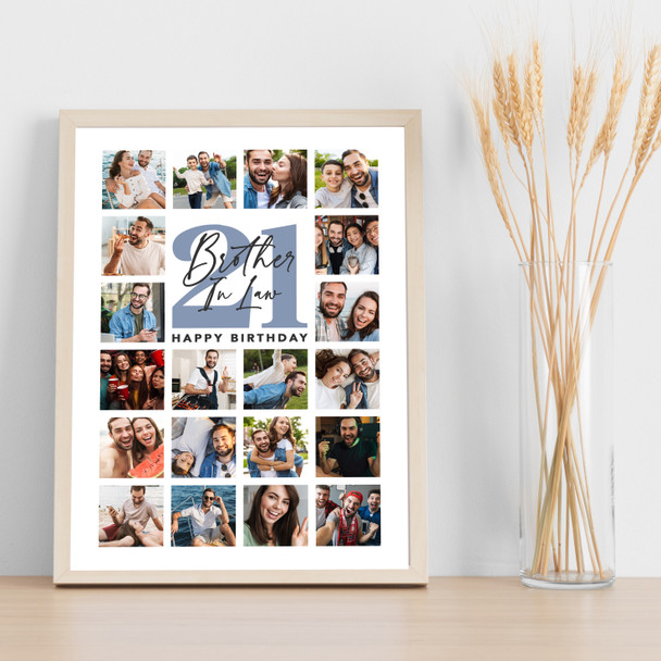 Photo Collage 21st Birthday Gift For Brother-In-Law 20-Photo Print Or Canvas