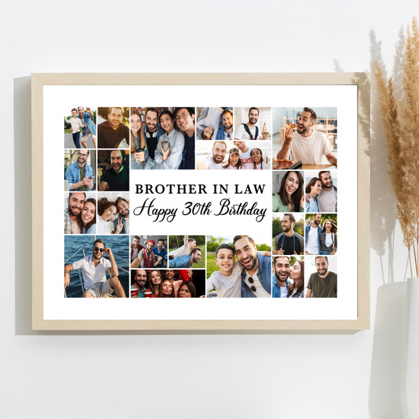 Photo Collage 30th Birthday Gift For Brother-In-Law 22-Photo Print Or Canvas