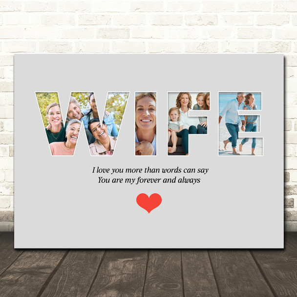 Photo Collage Grey 4-Photo Custom Gift For Wife Any Occasion Print Or Canvas