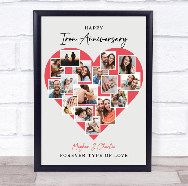 Photo Collage Iron 6th Wedding Anniversary Gift 16-Photo Red Print Or Canvas