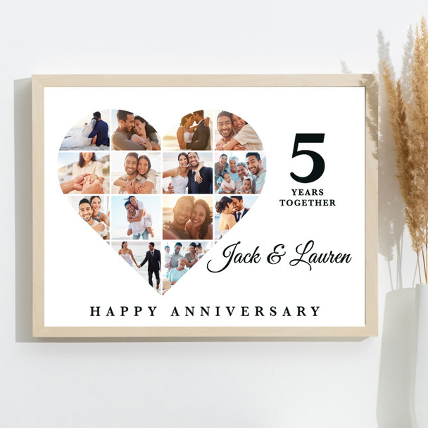 Photo Collage Wedding Anniversary Custom Gift 14-Photo Heart Print Or Canvas