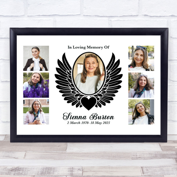 Photo Collage Memorial Custom Gift For Anyone 7-Photo Wings Print Or Canvas