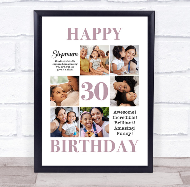 Photo Collage 30th Birthday Custom Gift For Stepmum 6-Photo Print Or Canvas Photo Collage 30th Birthday Custom Gift For Stepmum 6-Photo Print Or Canvas