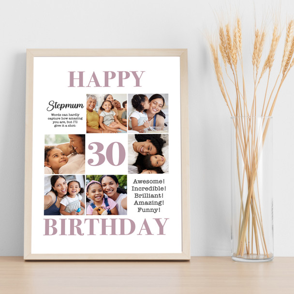 Photo Collage 30th Birthday Custom Gift For Stepmum 6-Photo Print Or Canvas Photo Collage 30th Birthday Custom Gift For Stepmum 6-Photo Print Or Canvas