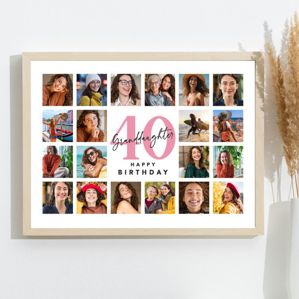 Photo Collage 40th Birthday Gift For Granddaughter 20-Photo Print Or Canvas