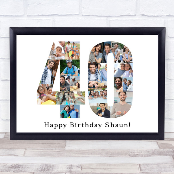 Photo Collage 40th Birthday Custom Gift For Him 19-Photo 40 Print Or Canvas