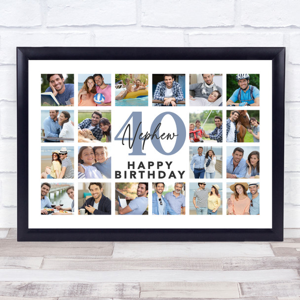 Photo Collage 40th Birthday Custom Gift For Nephew 20-Photo Print Or Canvas
