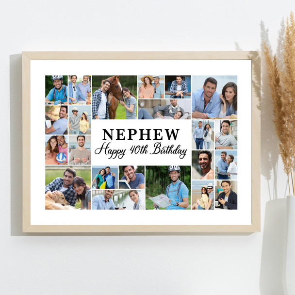 Photo Collage 40th Birthday Custom Gift For Nephew 22-Photo Print Or Canvas