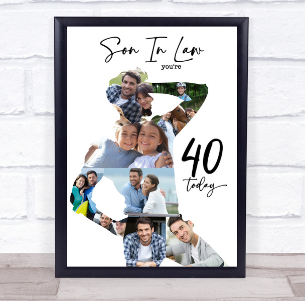 Photo Collage 40th Birthday Gift For Son-In-Law 9-Photo Man Print Or Canvas