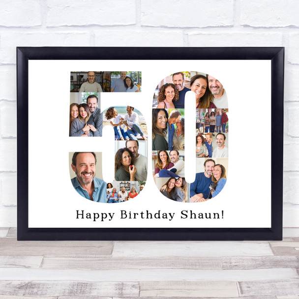 Photo Collage 50th Birthday Custom Gift For Him 17-Photo 50 Print Or Canvas