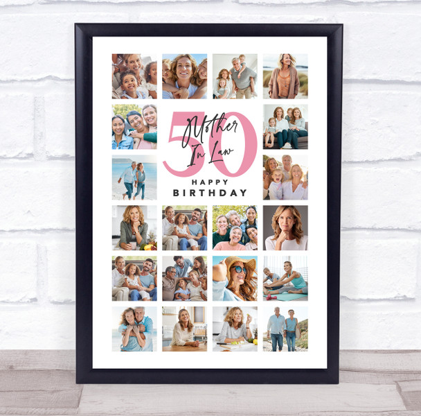 Photo Collage 50th Birthday Gift For Mother-In-Law 20-Photo Print Or Canvas