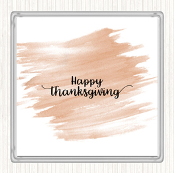 Watercolour Thanksgiving Quote Coaster