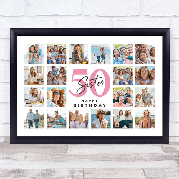 Photo Collage 50th Birthday Custom Gift For Sister 20-Photo Print Or Canvas
