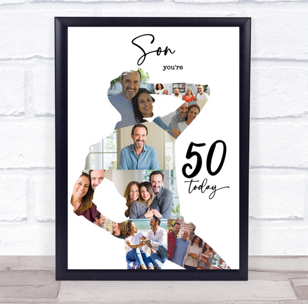 Photo Collage 50th Birthday Custom Gift For Son 9-Photo Man Print Or Canvas