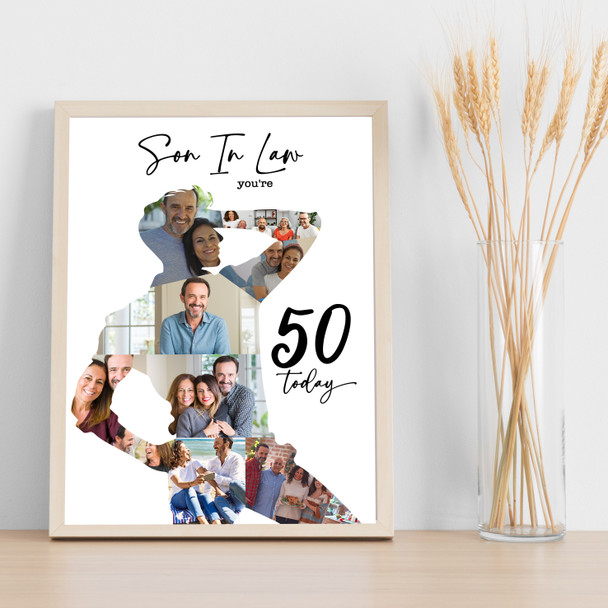 Photo Collage 50th Birthday Gift For Son-In-Law 9-Photo Man Print Or Canvas