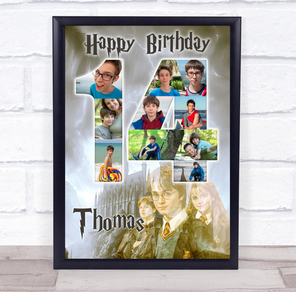 Photo Collage 10-Photo 14th Birthday Gift For Boys Harry Potter Print Canvas