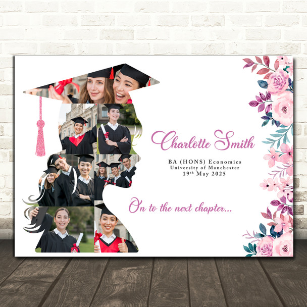 Photo Collage Graduation Gift For Student 7-Photo Graduate Pink Print Canvas