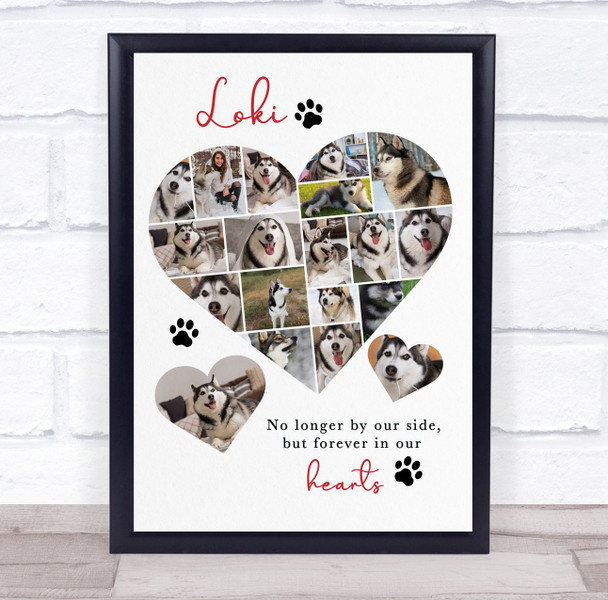 Photo Collage Pets Memorial Gift For Anyone 19-Photo Paw Prints Print Or Canvas