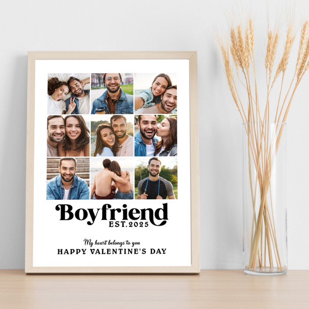Photo Collage Valentine's Day 9-Photo Custom Gift For Boyfriend Print Or Canvas