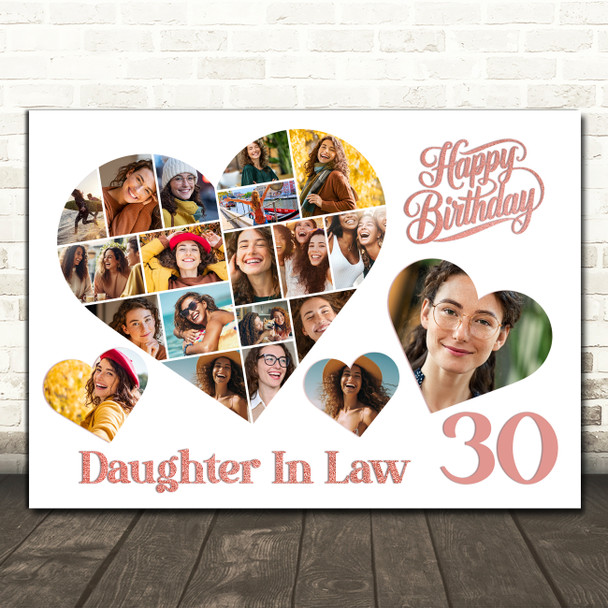 Photo Collage 30th Birthday Gift For Daughter-In-Law 20-Photo s Print Or Canvas