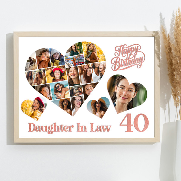 Photo Collage 40th Birthday Gift For Daughter-In-Law 20-Photo s Print Or Canvas