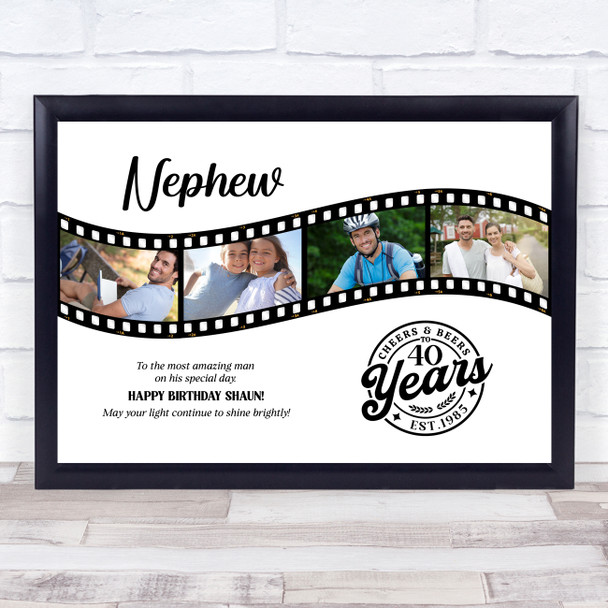 Photo Collage 40th Birthday Gift For Nephew 4-Photo Camera Film Print Or Canvas