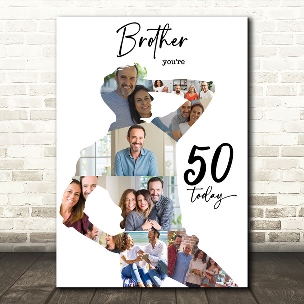 Photo Collage 50th Birthday Custom Gift For Brother 9-Photo Man Print Or Canvas