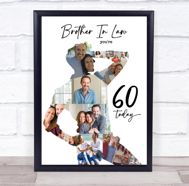 Photo Collage 60th Birthday Gift For Brother-In-Law 9-Photo Man Print Or Canvas