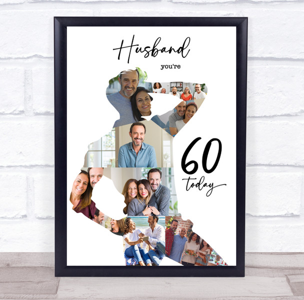 Photo Collage 60th Birthday Custom Gift For Husband 9-Photo Man Print Or Canvas