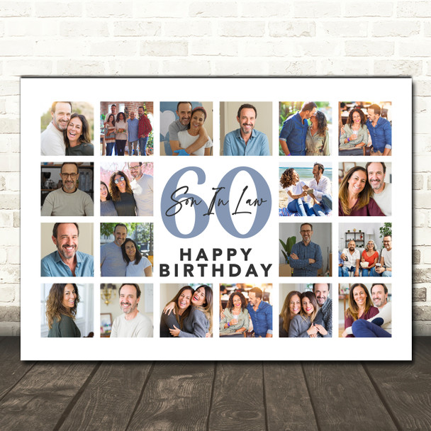 Photo Collage 60th Birthday Custom Gift For Son-In-Law 20-Photo Print Or Canvas