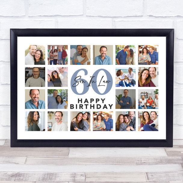 Photo Collage 60th Birthday Custom Gift For Son-In-Law 20-Photo Print Or Canvas